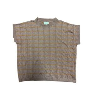 Numph Nudarlene Darlene Mauve Pink Metallic Gold Stripe Knit Top Large